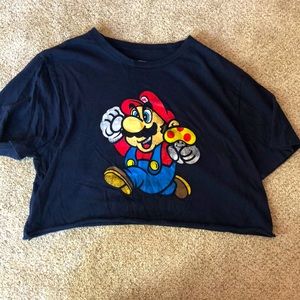 Large blue Mario cropped top